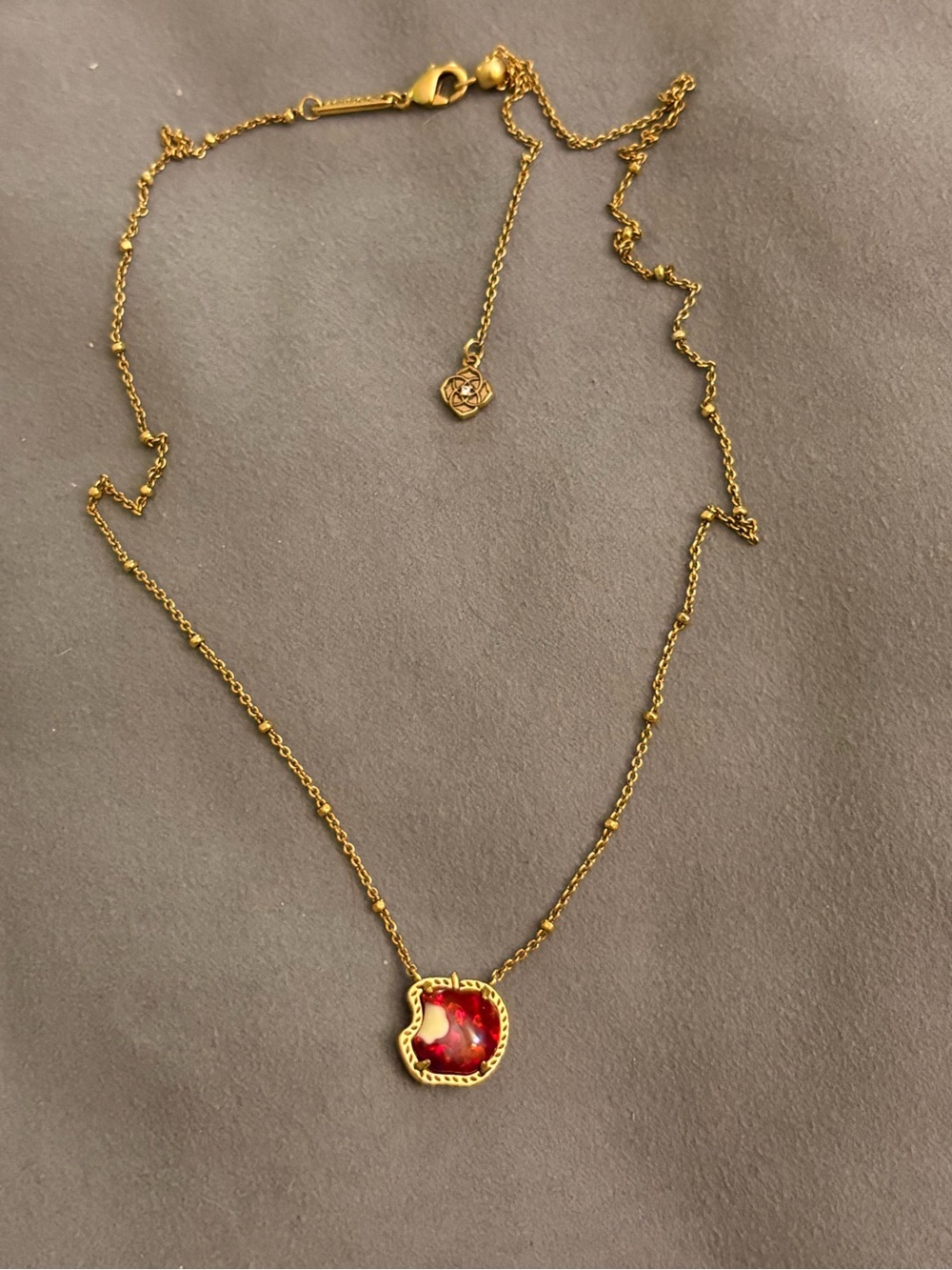 Kendra Scott x Disney Gold-Tone Necklace with Opal red Apple Pendant